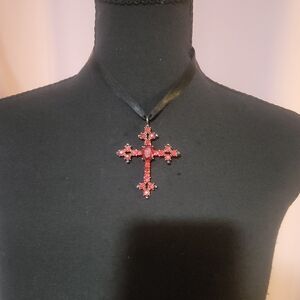 Hot Topic Red Cross Necklace